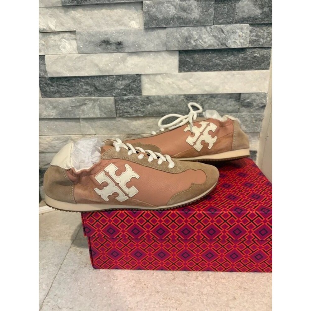 Tory Burch tumbled leather and suede sneaker new in box size 6.5